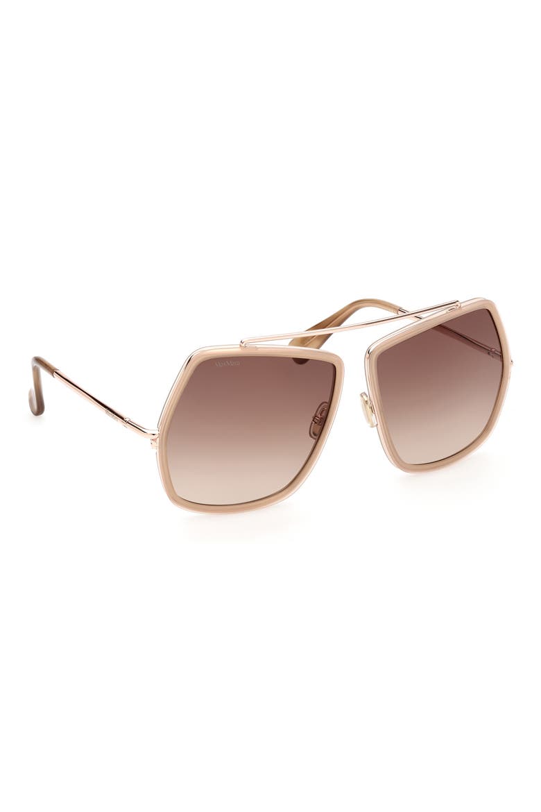 64mm Gradient Oversize Geometric Sunglasses, Alternate, color, BEIGE HORN / GRADIENT BROWN