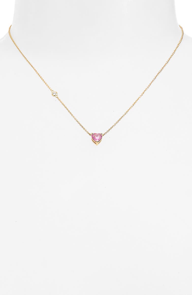 SHAY Solitaire Pink Sapphire Heart Pendant Necklace, Alternate, color, Yellow Gold