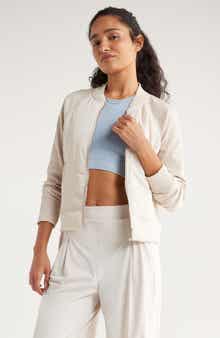 Zella Seamless Mixed Media Bomber Jacket