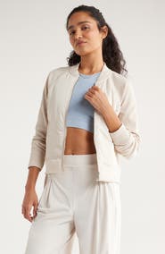 Zella Seamless Mixed Media Bomber Jacket