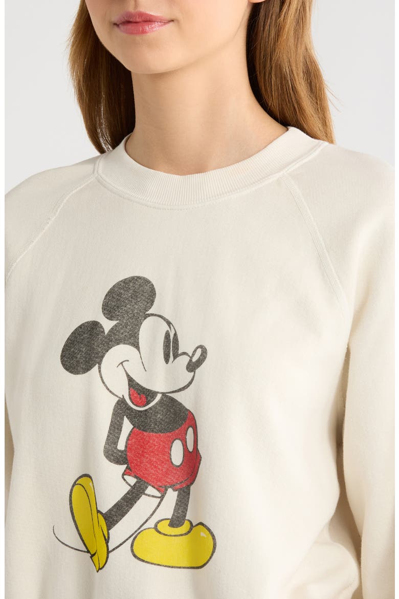 x Mickey Mouse Cotton Graphic Sweatshirt, Alternate, color, VINTAGE WHITE