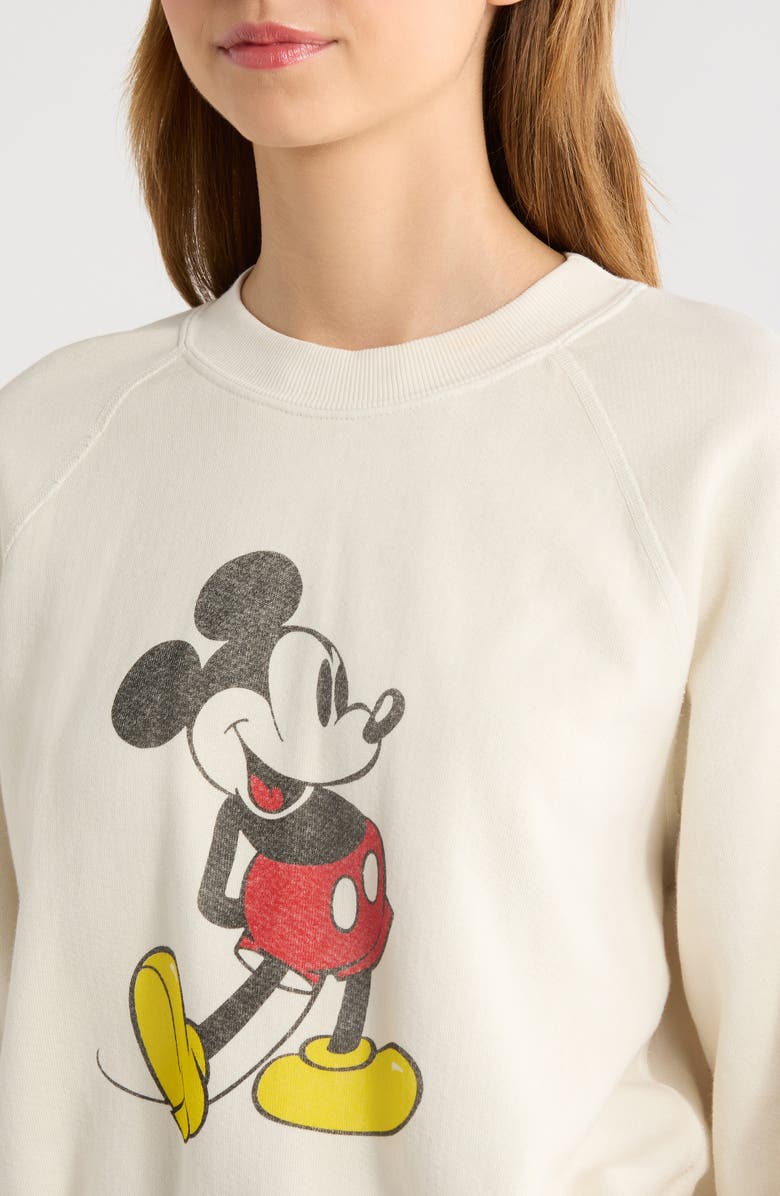 Re/Done x Mickey Mouse Cotton Graphic Sweatshirt, Alternate, color, Vintage White