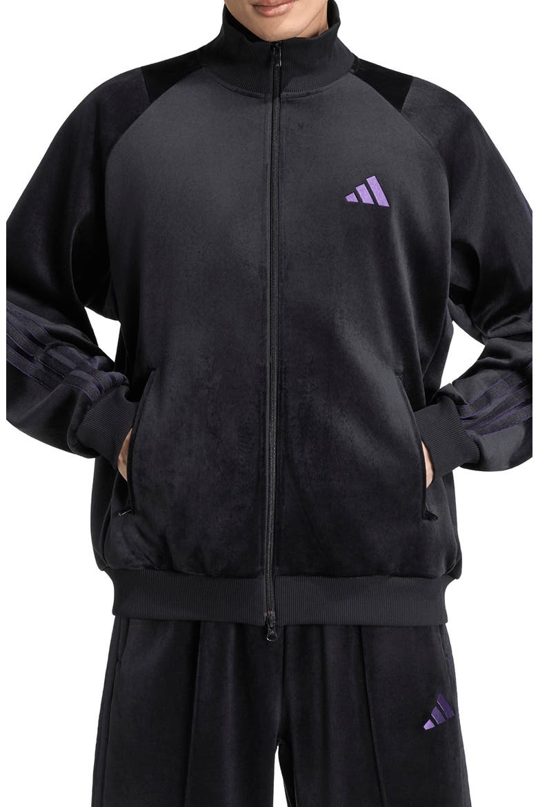 Velvet Track Jacket, Main, color, BLACK