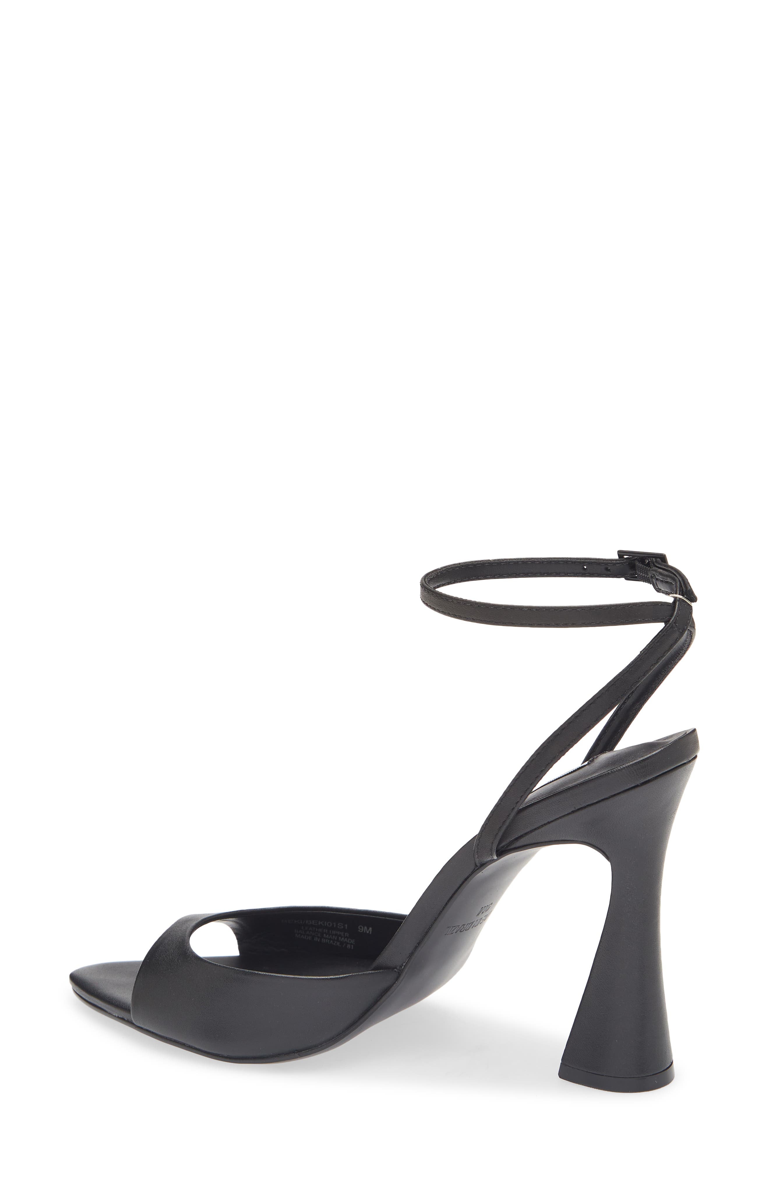 Steve Madden Beki Ankle Strap Pointed Toe Sandal, Alternate, color, Black Leather