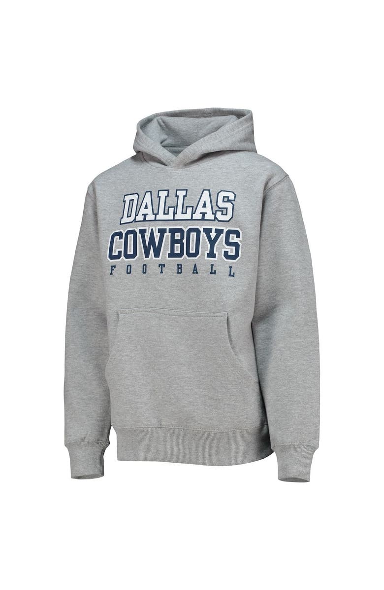 NFL Youth Heathered Gray Dallas Cowboys Practice Pullover Hoodie, Alternate, color,