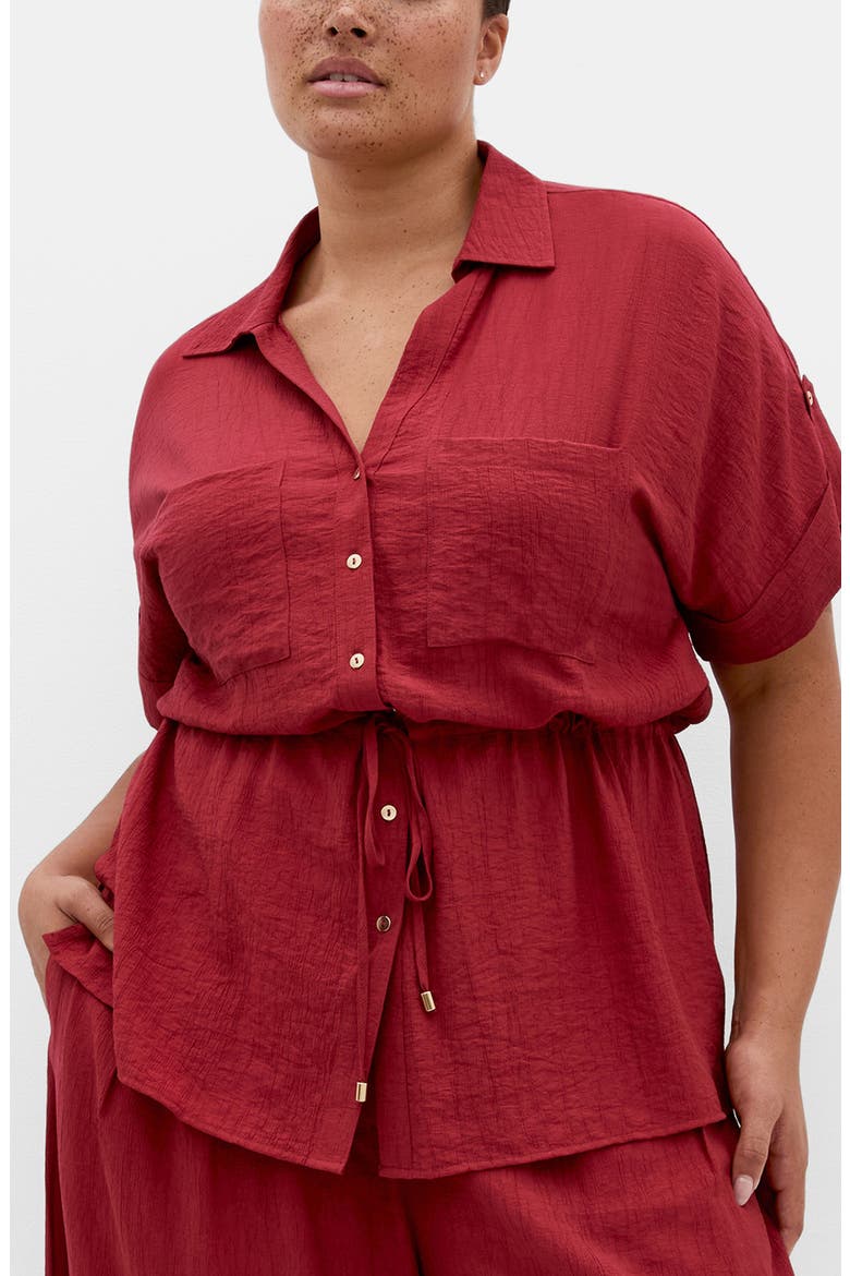Aria Button-Up Peplum Shirt, Main, color, SIENNA