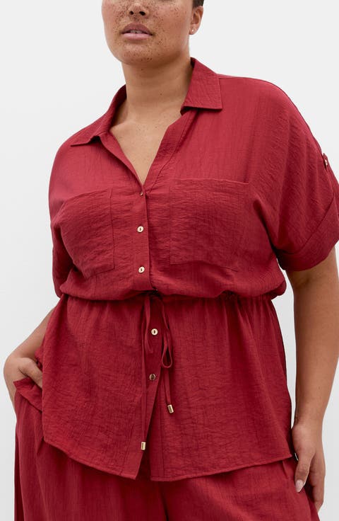 Aria Button-Up Peplum Shirt