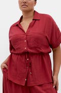 City Chic Aria Button-Up Peplum Shirt