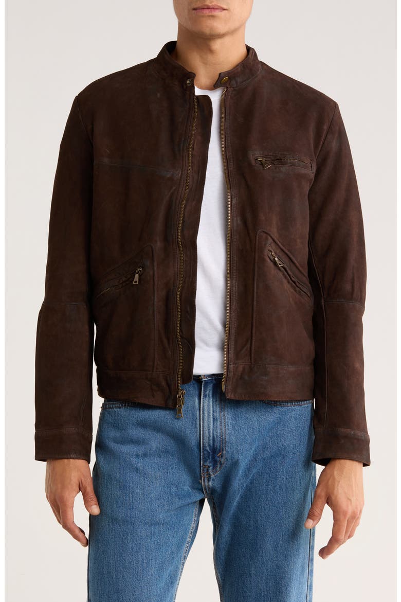 Emerson Suede Jacket, Main, color, DARK BROWN