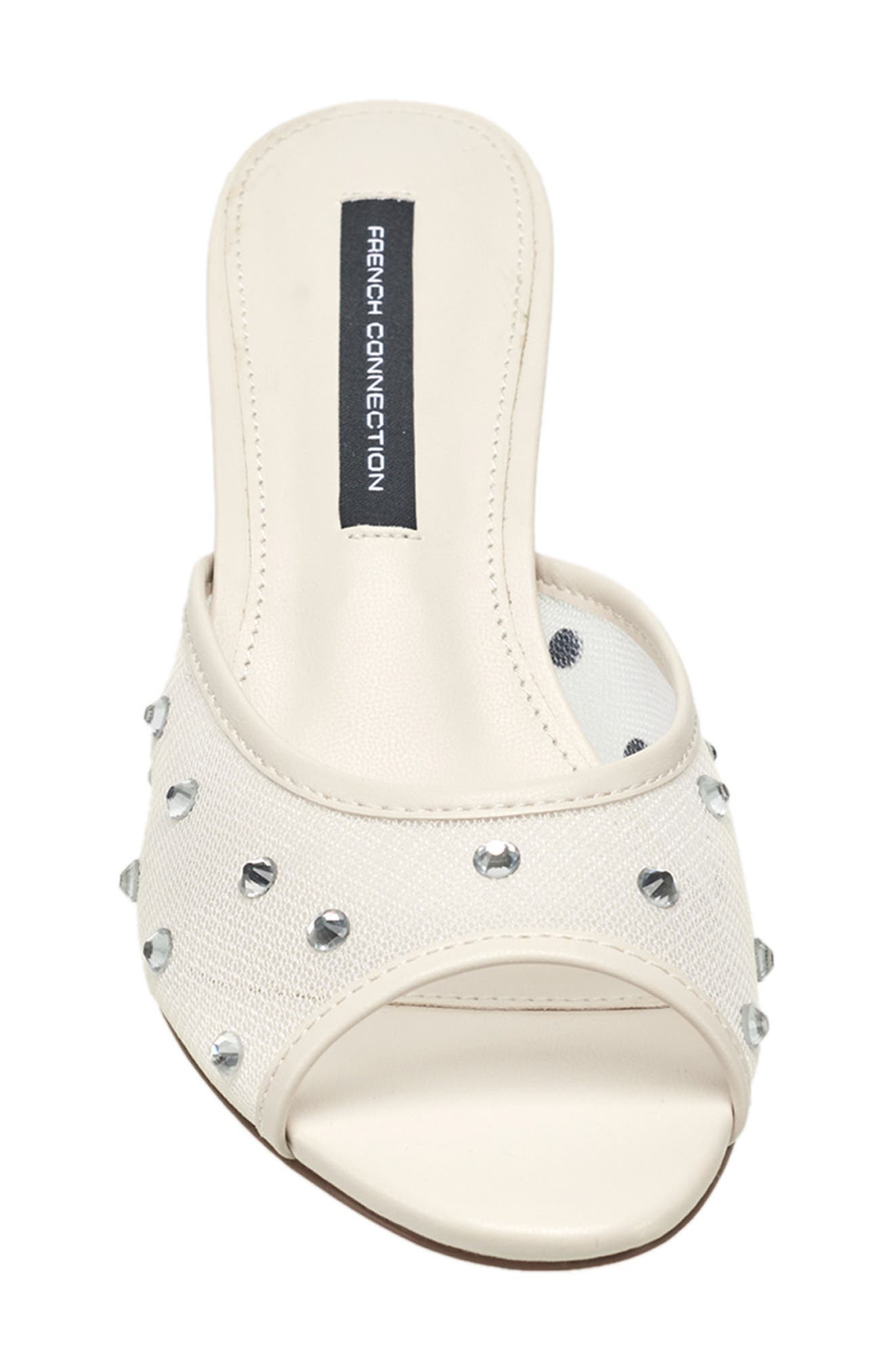 French Connection Rochelle Rhinestone Mesh Mule Sandal, Alternate, color, White