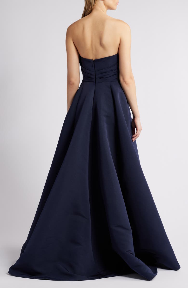 Amsale Bow Detail Strapless Ballgown, Alternate, color, 