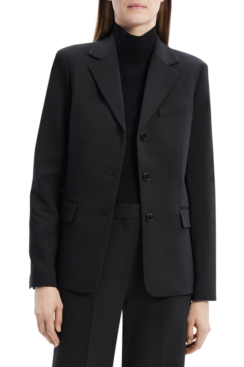 Three Button Jacket, Main, color, BLACK