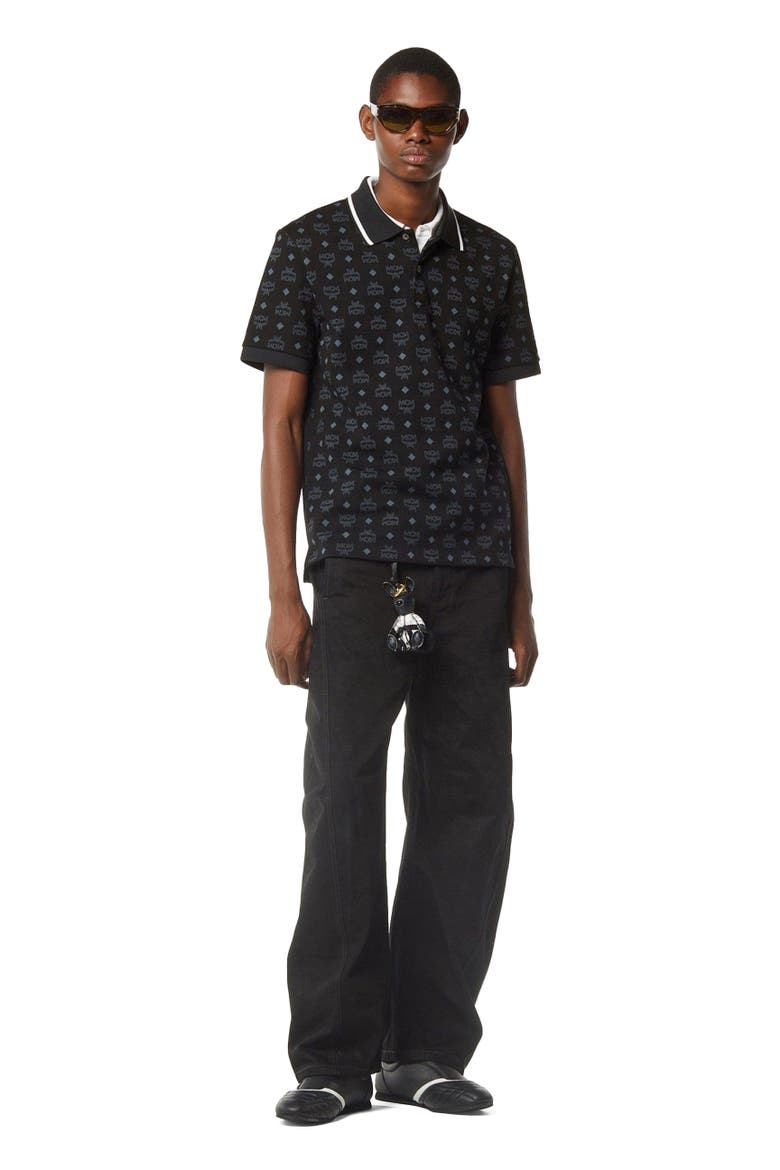 Monogram Jacquard Polo Shirt, Main, color, Black