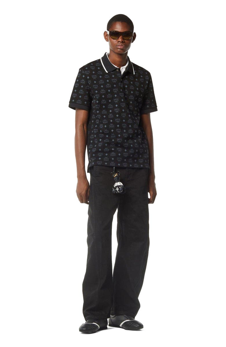MCM Monogram Jacquard Polo Shirt, Main, color, Black