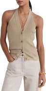 Reiss Lilana Metallic Rib Knit Button-Up Tank