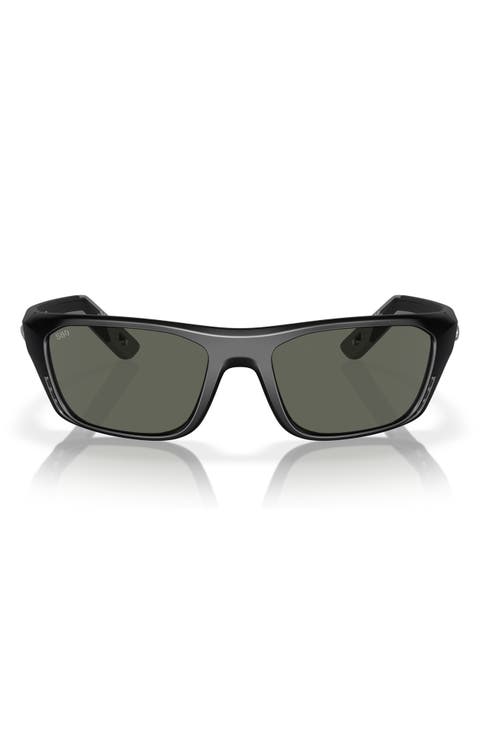 57mm Polarized Rectangular Sunglasses