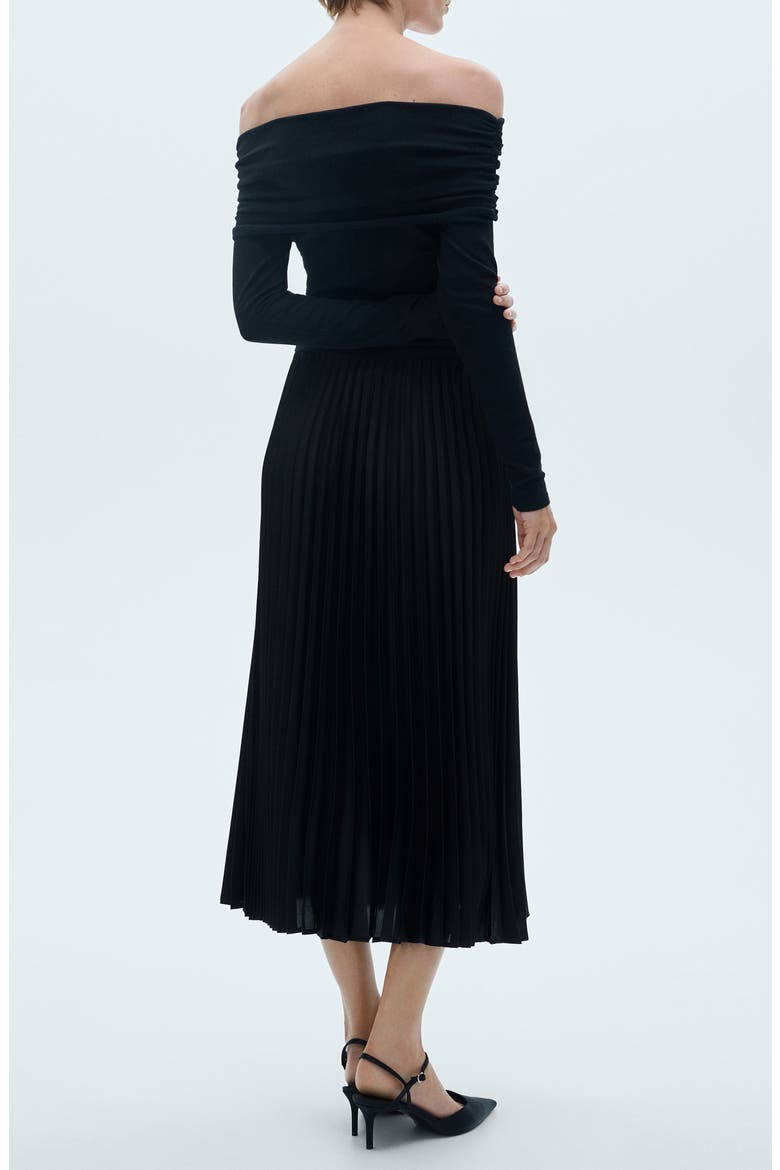 Pleated Maxi Skirt, Alternate, color, BLACK