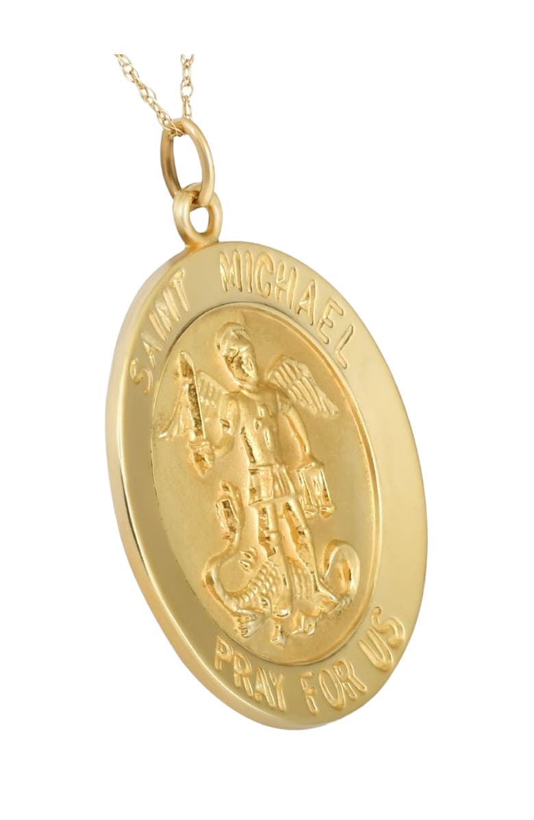 Bliss Diamond 14k Gold St. Michael Medal Pendant  1" Tall 4.5 Grams, Alternate, color, 