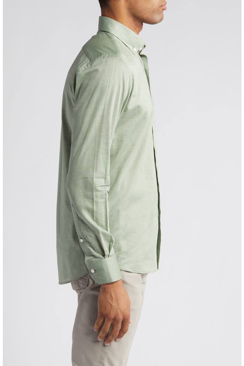 Heathered Chambray Button-Down Shirt, Alternate, color, SAGE