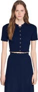 SANDRO Cropped pointelle knit cardigan