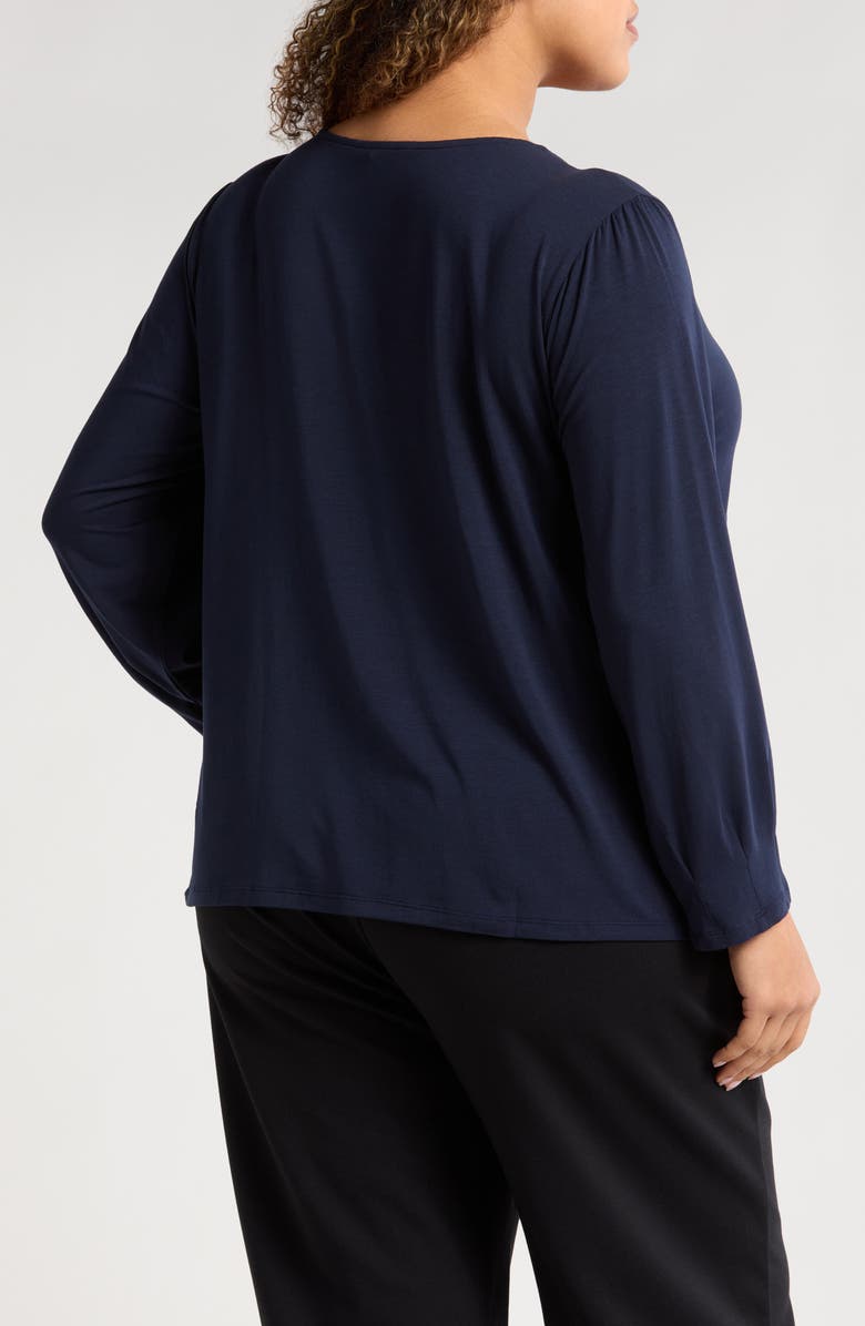 Eileen Fisher Pleated Sleeve Top, Alternate, color, Ink
