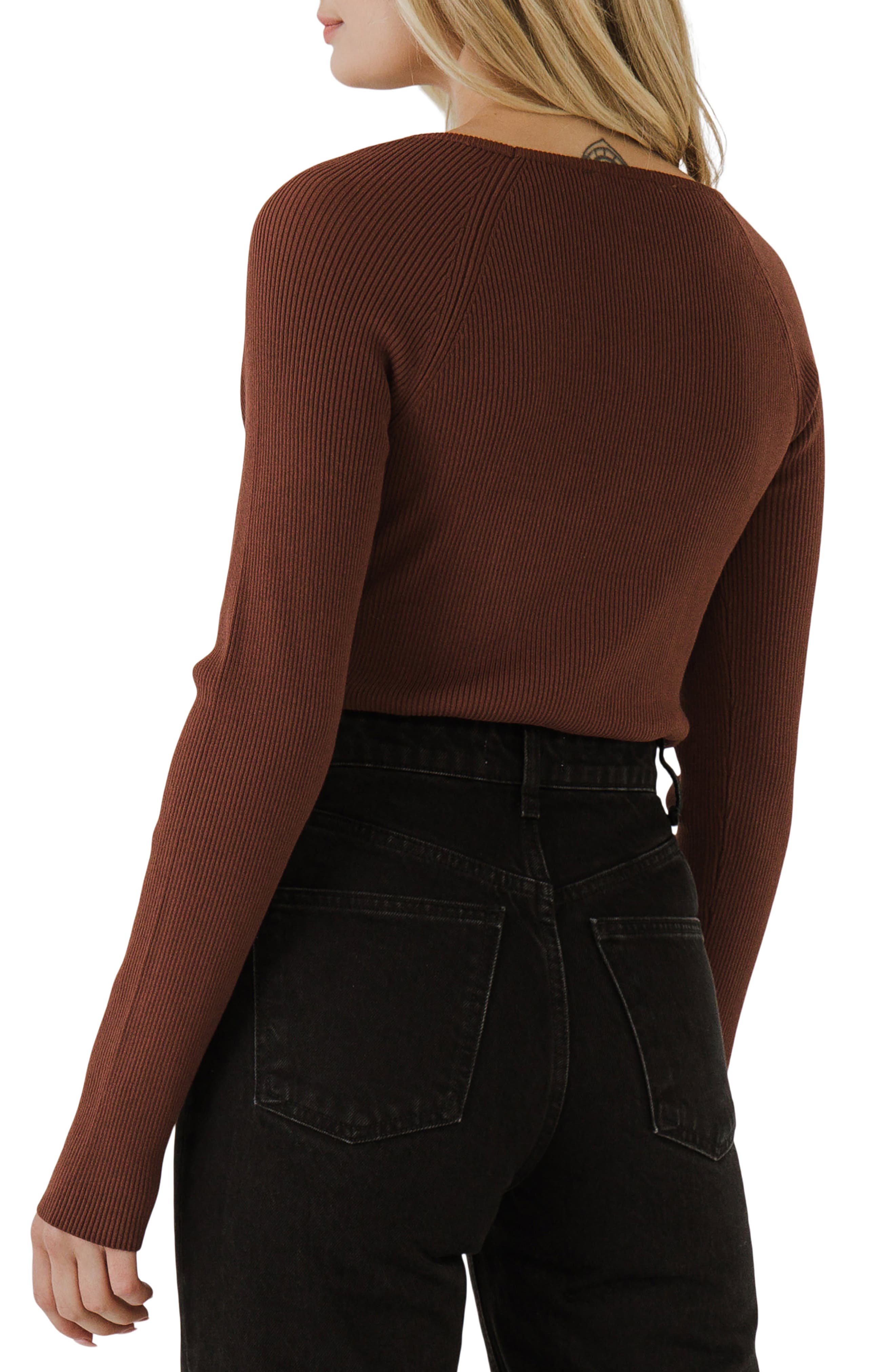 Double Cutout Long Sleeve Knit Top - image 2