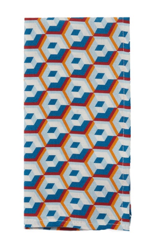 La Doublej Large Napkins Set Of 2 (45x45) Cubo Giallo/fuxsia Blue In Cubo Giallo/fuxsia Blue
