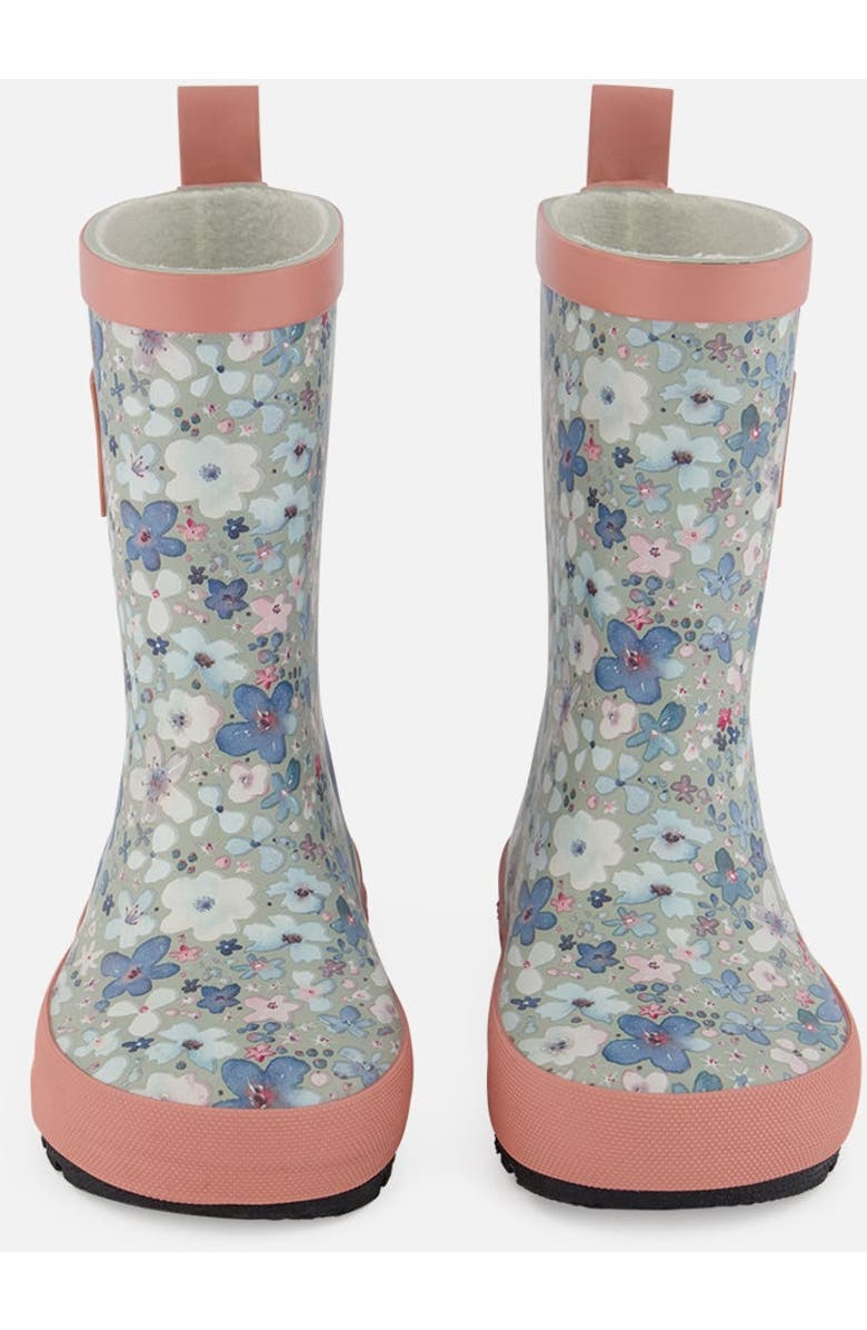 Deux par Deux Girl's Rain Boots Baby Blue Printed Watercolor Flowers, Main, color,