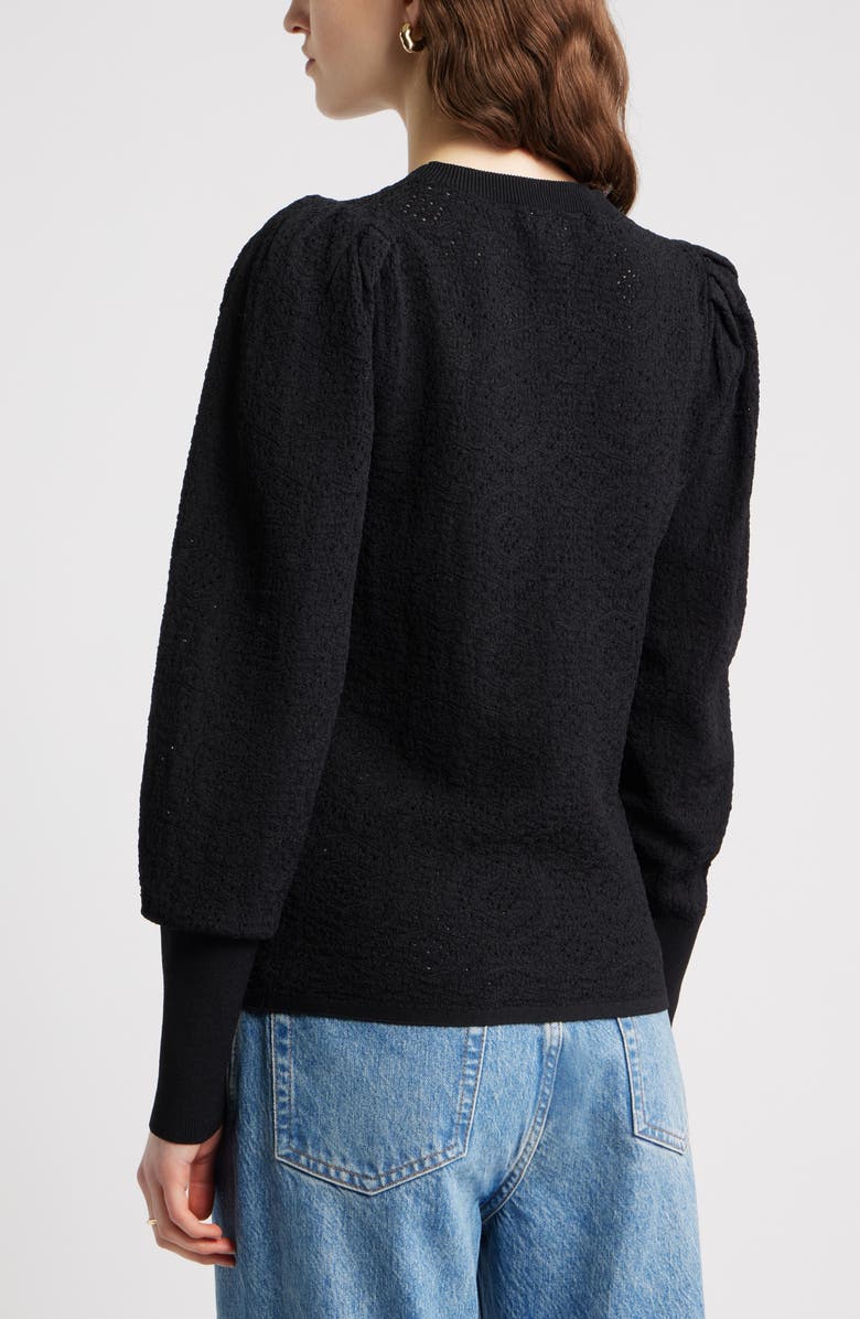 Nordstrom Lacy Open Stitch Sweater, Alternate, color, Black