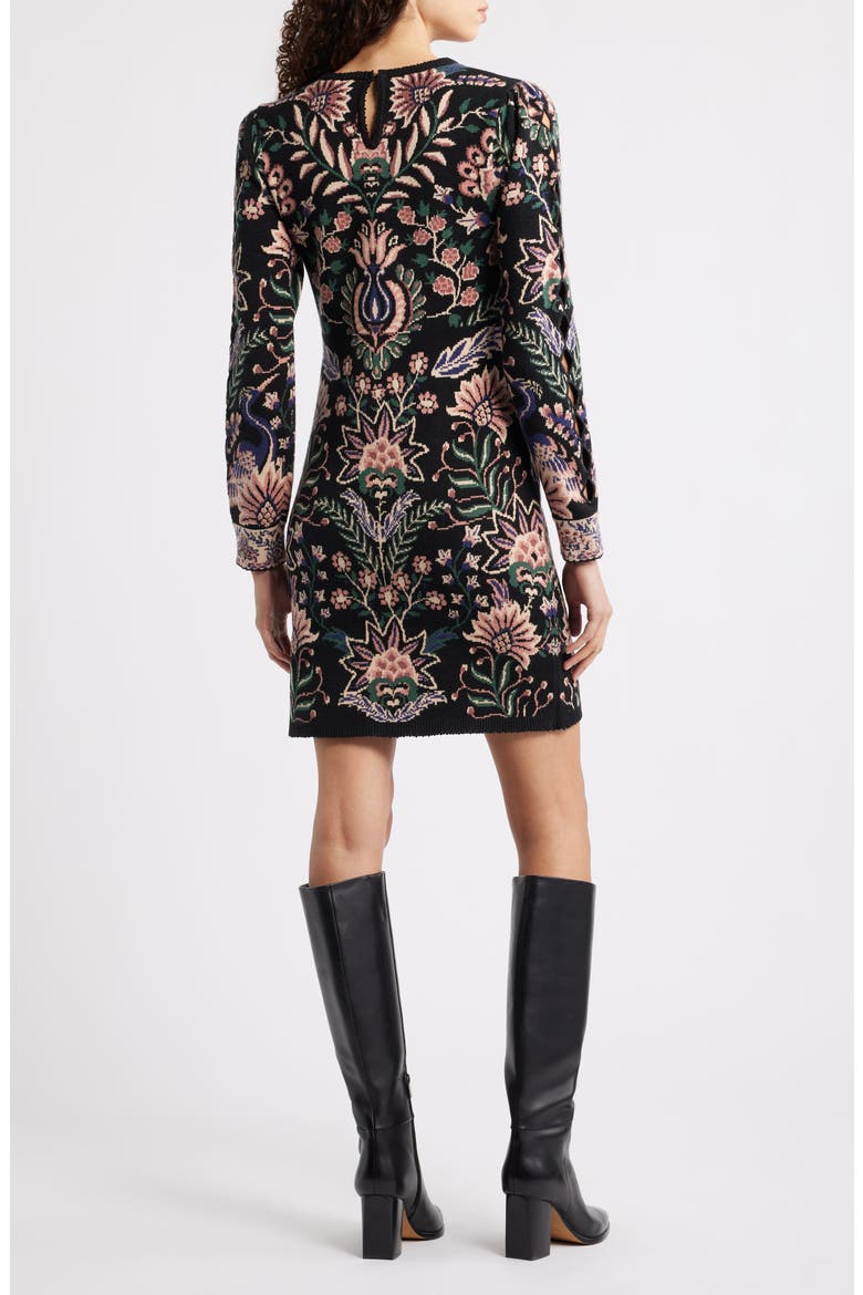 Marvelous Garden Knit Long Sleeve Dress, Alternate, color, BLACK