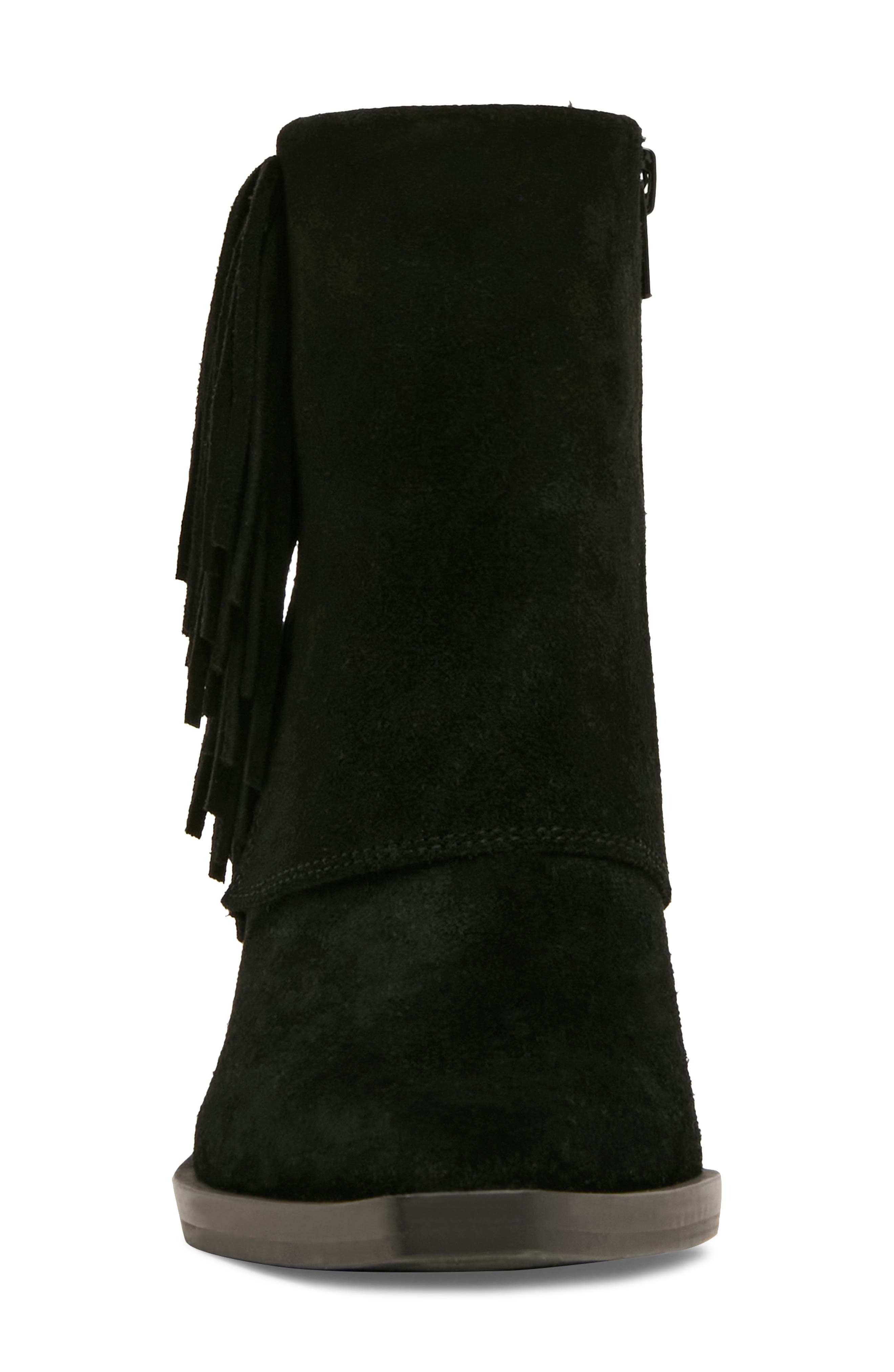 Odessa Fringe Block Heel Bootie, Alternate, color, BLACK SUEDE