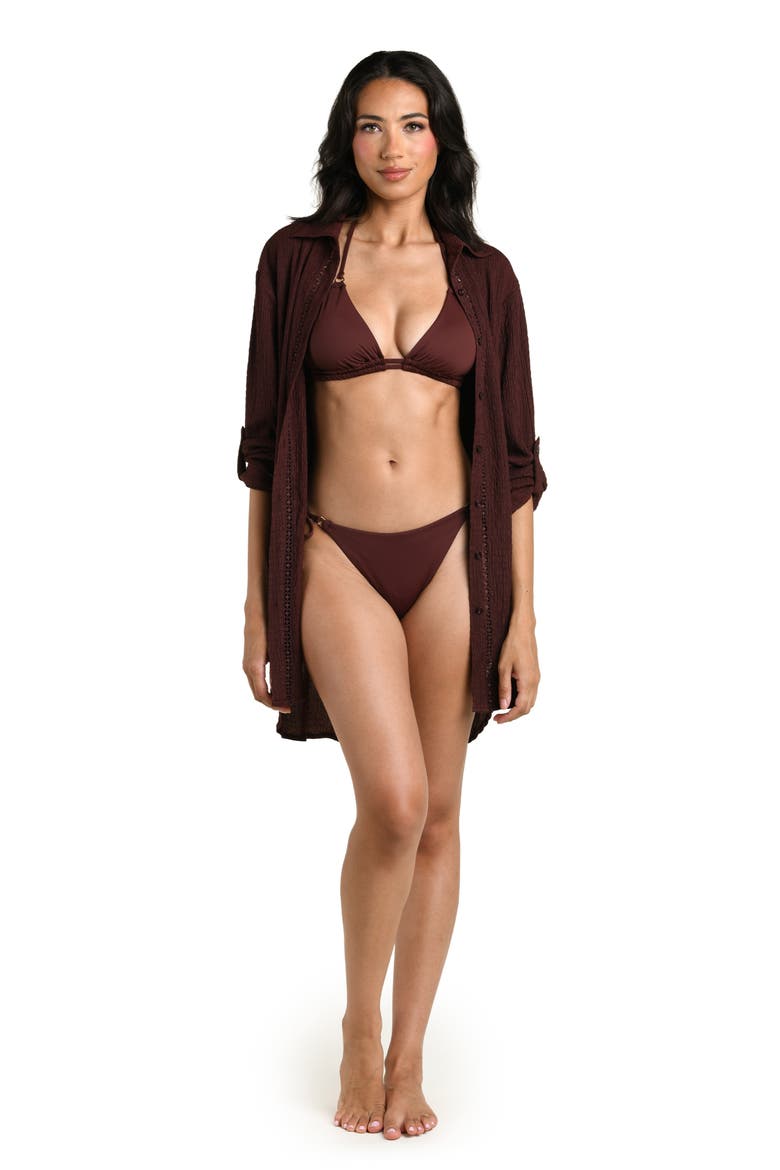 Puckered Up Cover-Up Shirt, Alternate, color, JAVA