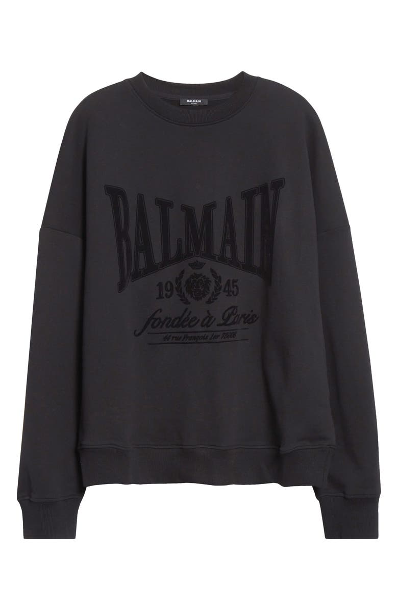 Balmain 1945 Logo Graphic Sweatshirt, Main, color, Black/ Black