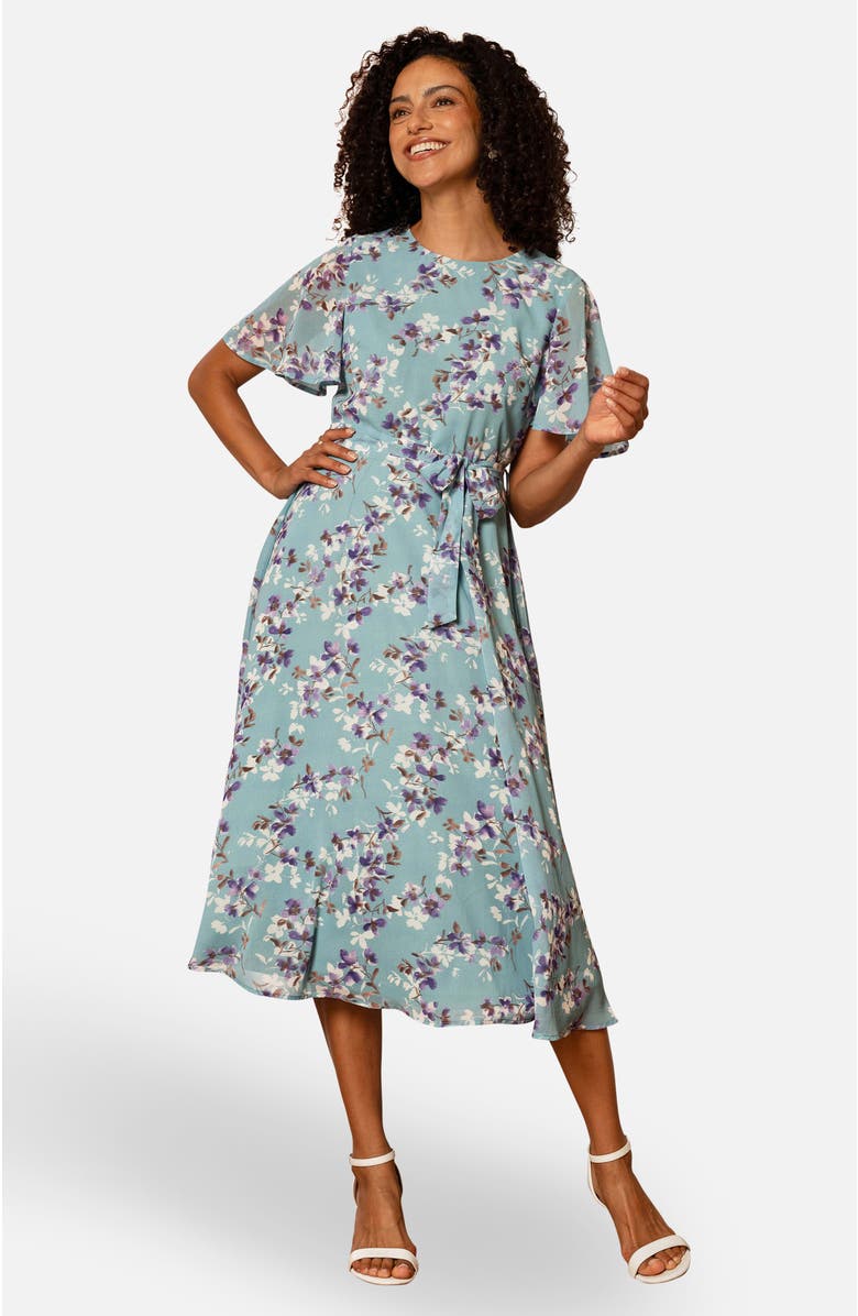 Yumi Blossom Print Midi Skater Dress, Main, color,