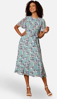 Yumi Blossom Print Midi Skater Dress