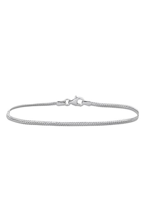 Sterling Silver Herringbone Chain Bracelet