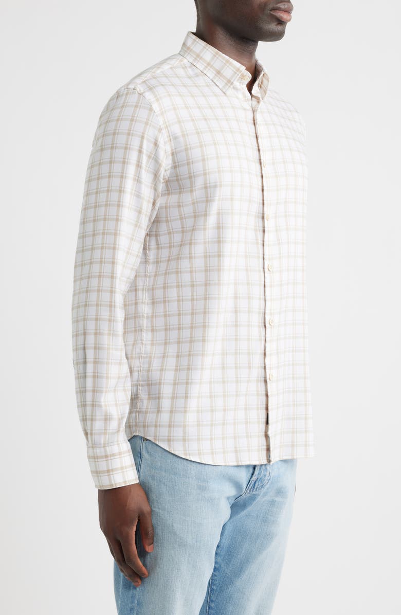 Faherty Movement Monterrey Plaid Button-Up Shirt, Alternate, color, Khaki Cloud Plaid