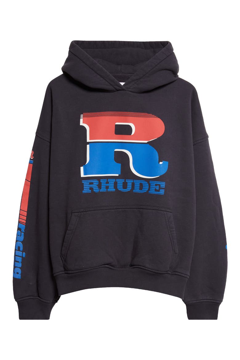 Split Petrol Logo Graphic Hoodie, Alternate, color, VINTAGE BLACK/ RED/ BLUE