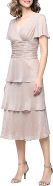 SL FASHIONS Metallic Surplice Neck Dress