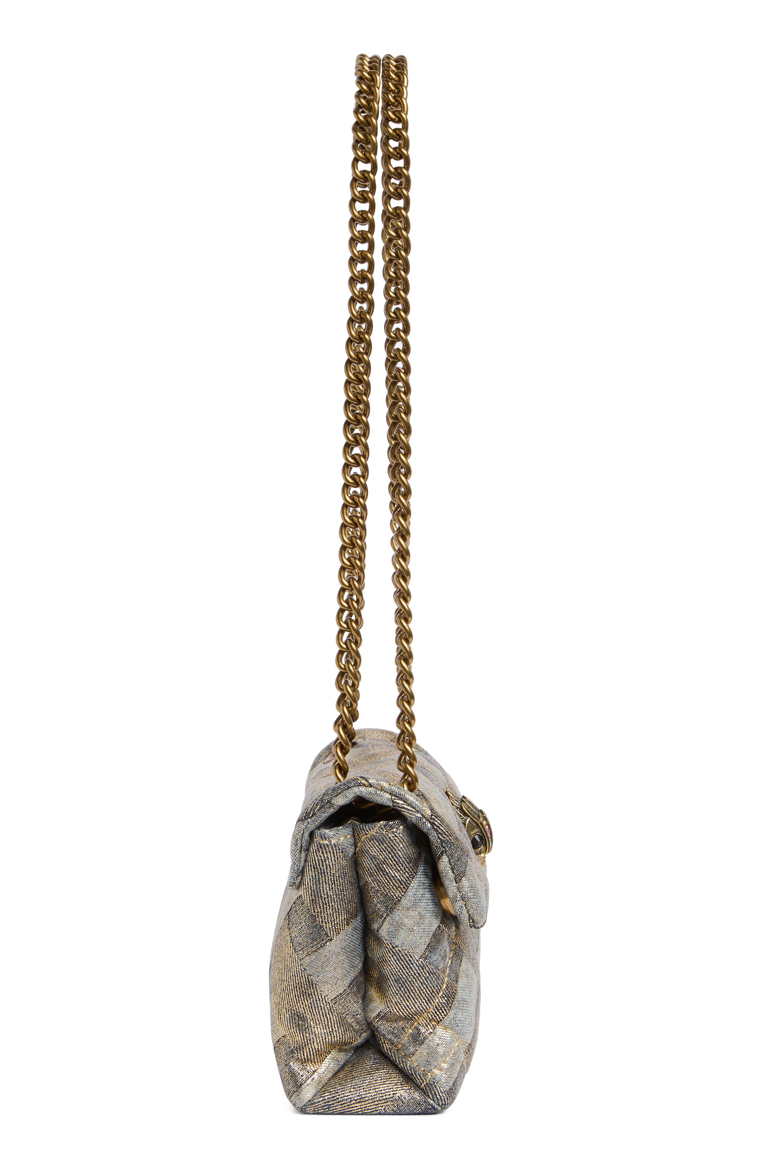 Kurt Geiger London Mini Kensington Quilted Convertible Shoulder Bag, Alternate, color, Gold Comb