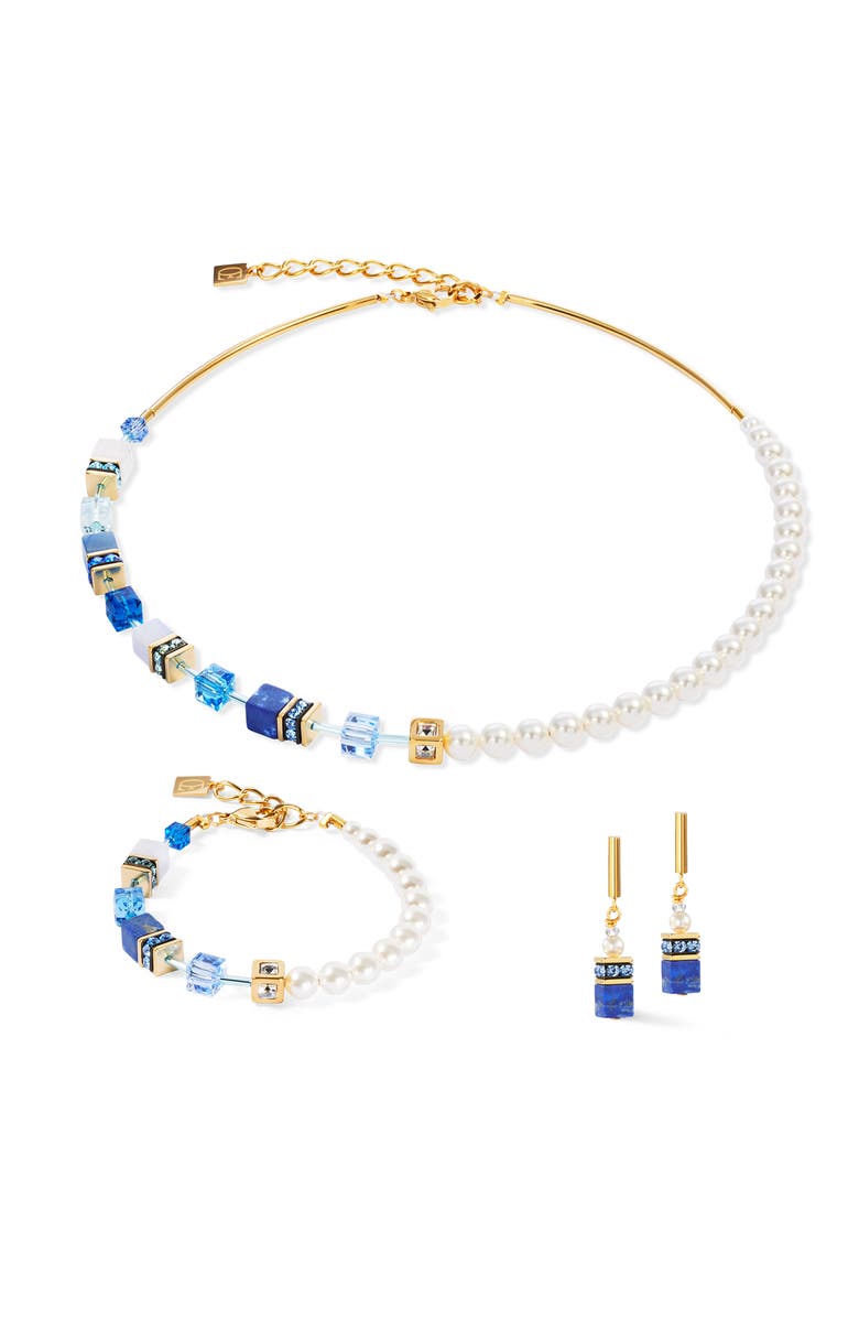 COEUR DE LION Geocube Precious Fusion Pearls Earrings, Alternate, color, Blue