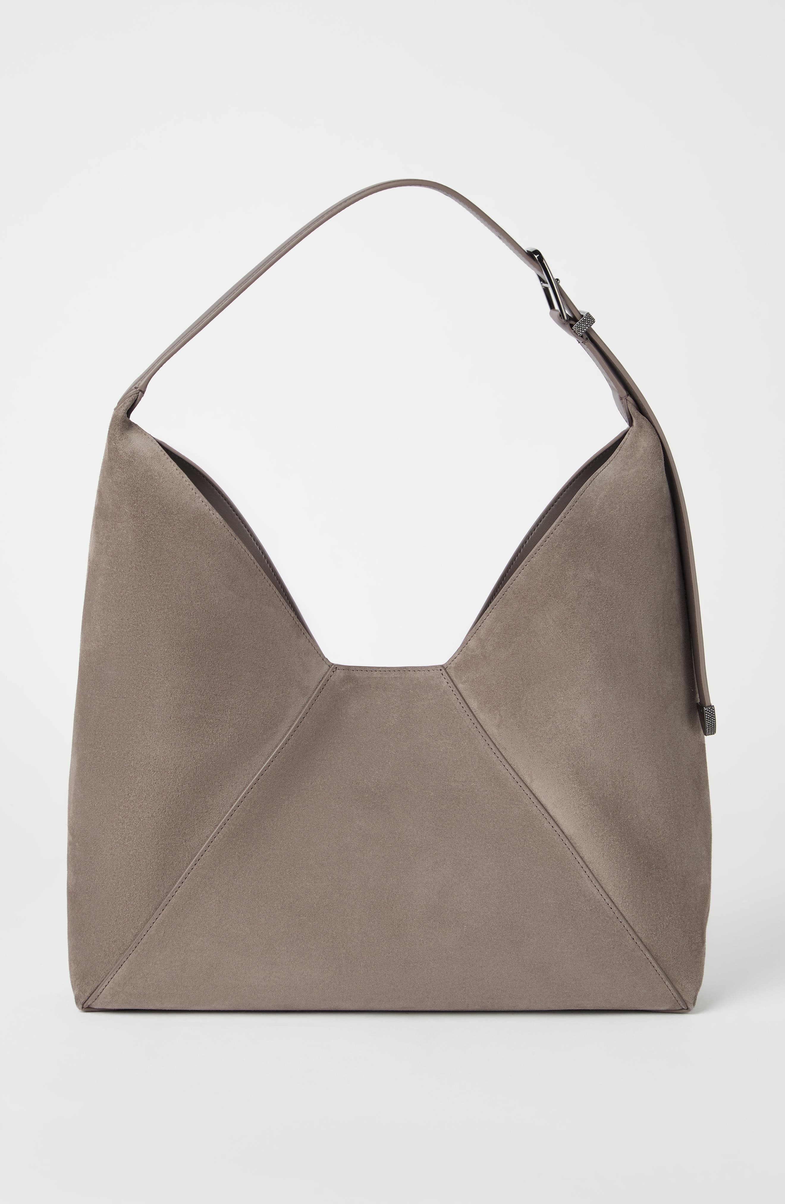 Brunello Cucinelli Sueded calfskin hobo bag, Alternate, color, 