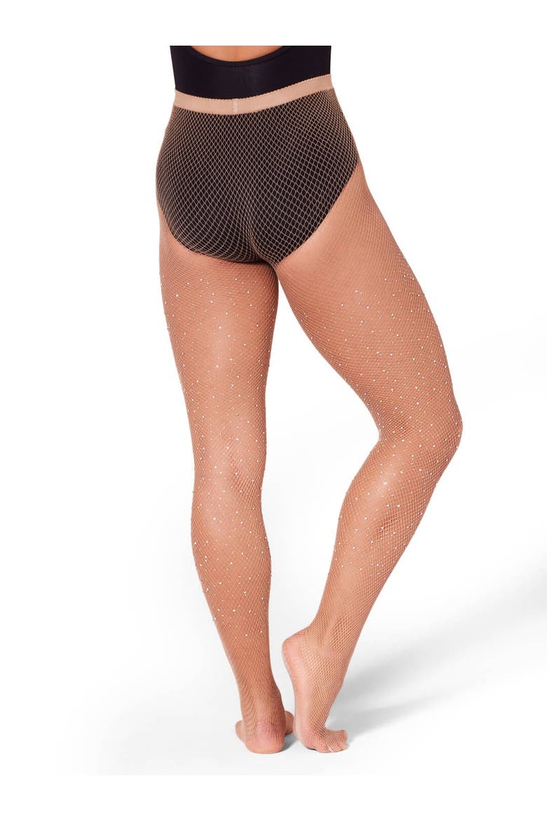 All-Over Rhinestone Fishnet Tight, Alternate, color, medium brown