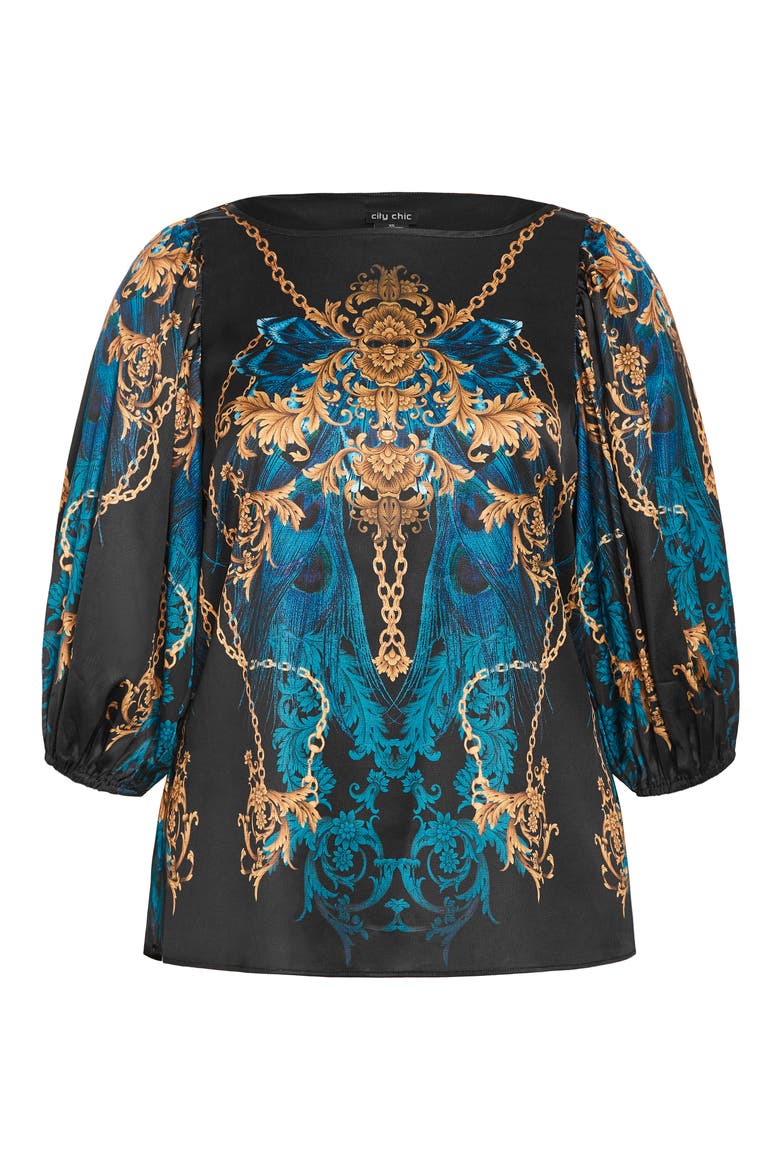Ivanna Florentine Print Top, Alternate, color, LAVISH