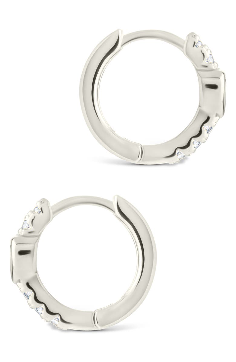 Sterling Forever Heart Bezel Hoop Earrings, Alternate, color, Silver