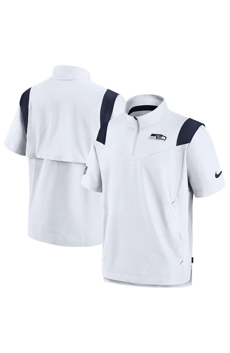 Nike Men's Nike White Seattle Seahawks Sideline Coaches Chevron Lockup Pullover Top, Main, color, 