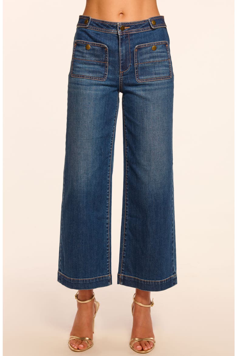 Gemma Patch Pocket Wide Leg Jeans, Alternate, color, MEDIUM WASH