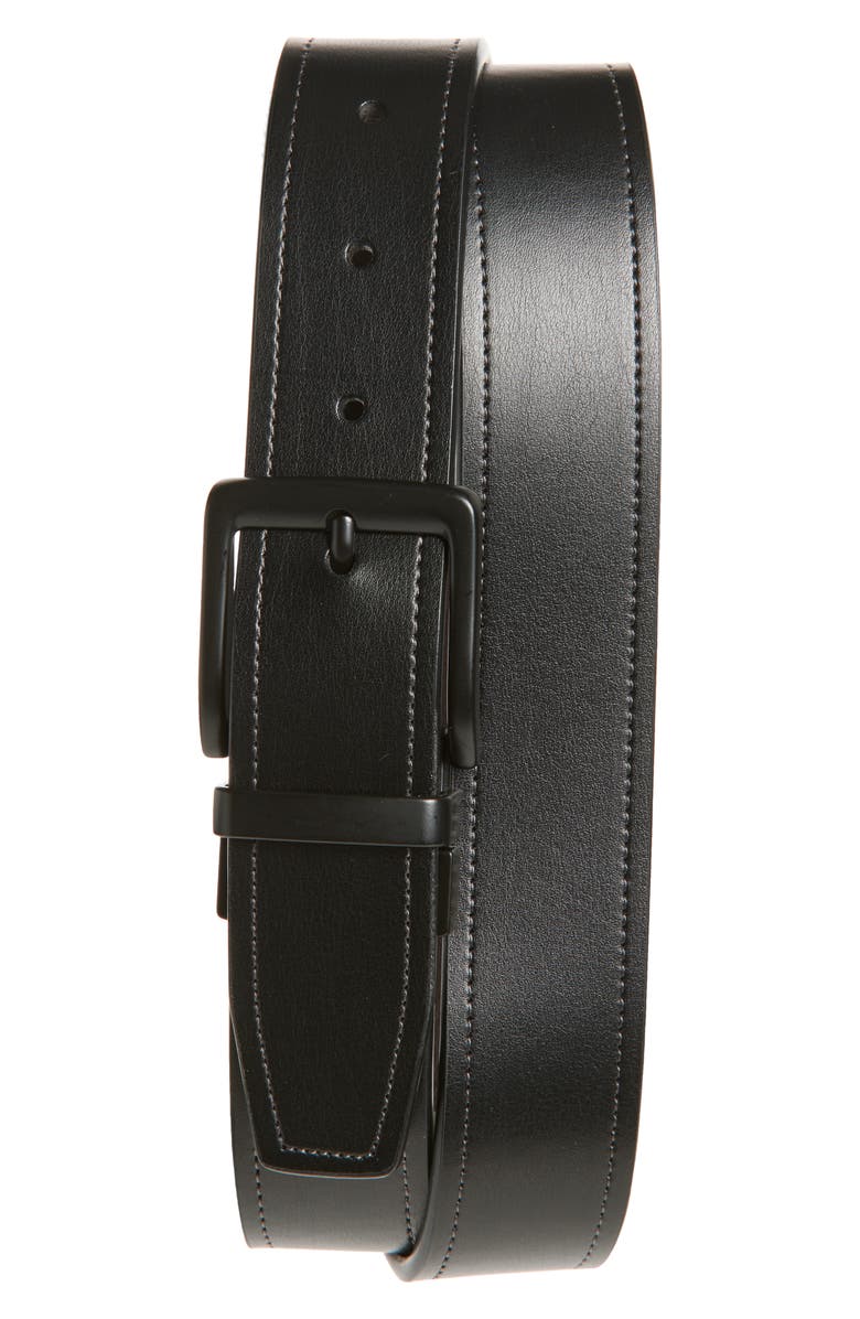 Original Penguin Buckle Leather Belt, Main, color, 