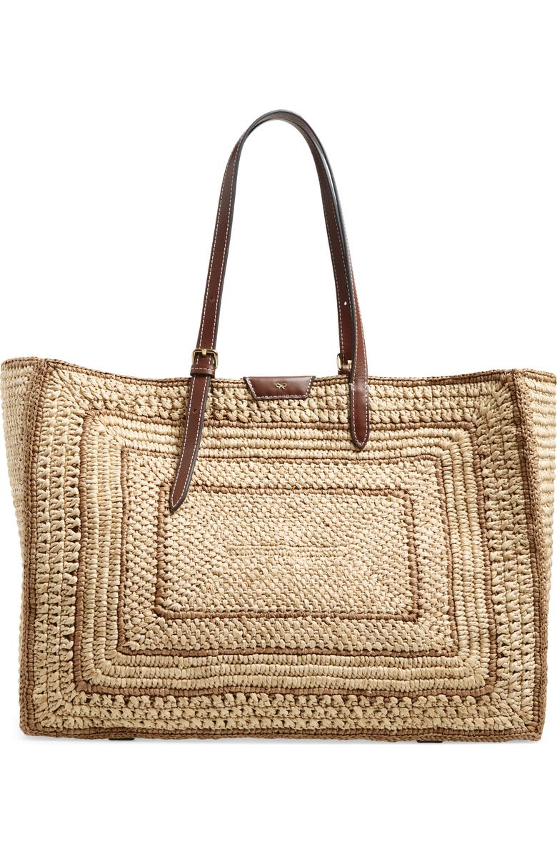 Anya Hindmarch Bow Crocheted Raffia East/West Tote, Alternate, color, Natural