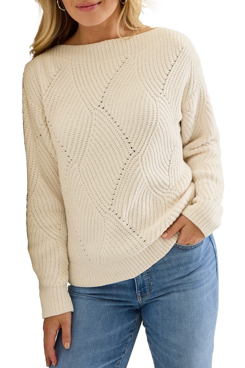 Shell St. Luna Boat Neck Sweater, Main, color, COCONUT